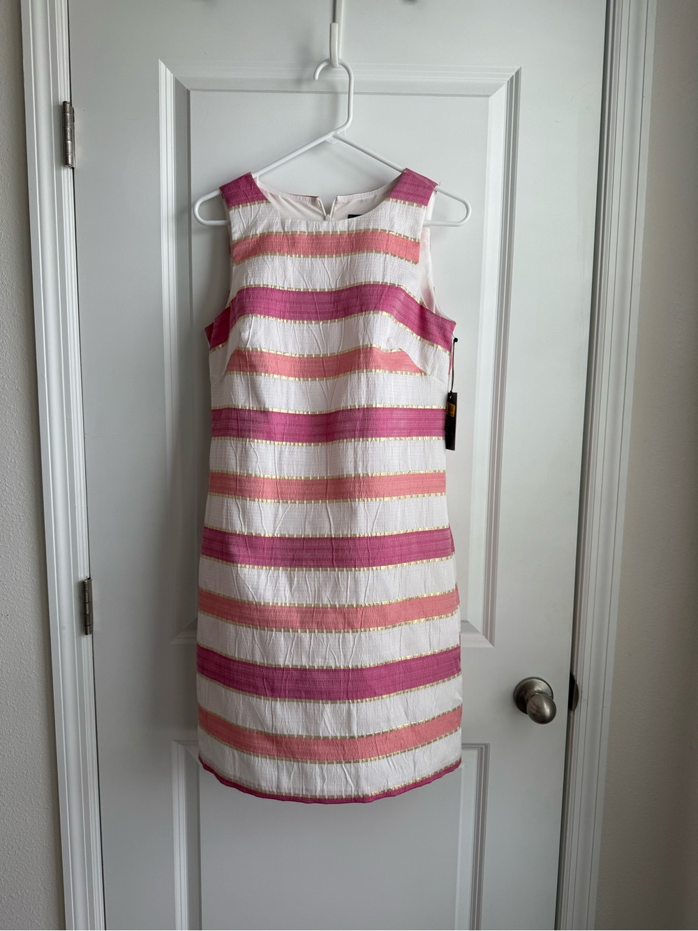 Vince Camuto NWT Metallic Stripe Brocade Shift Dress Sz 6
